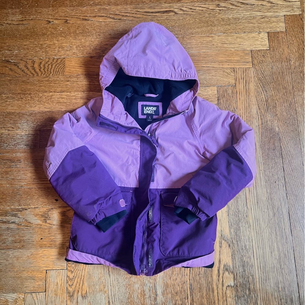 Lands End Two-Tone Purple Hooded Jacket, 7/8